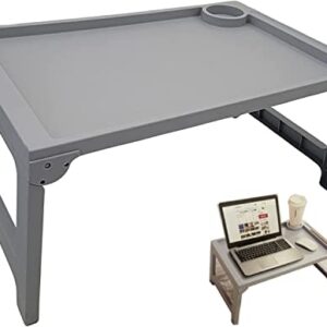 Folding Lap Table TV Bed Tray Eating Food l Reading/Laptop Desk On Bed or Couch with Cup Holder & Foldable Legs