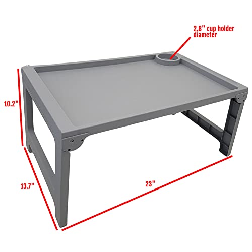 Folding Lap Table TV Bed Tray Eating Food l Reading/Laptop Desk On Bed or Couch with Cup Holder & Foldable Legs