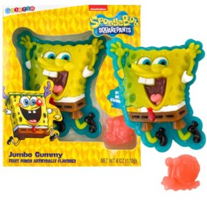 spongebob squarepants gummy candy with mini gary the snail, fruit punch flavored party favors, christmas gifts stocking stuffers for kids, 6 ounce