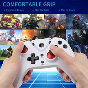 ROTOMOON Wireless Game Controller with LED Lighting Compatible with Xbox One S/X, Xbox Series S/X Gaming Gamepad, Remote Joypad with 2.4G Wireless Adapter Perfect for FPS Games (White)