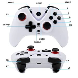 ROTOMOON Wireless Game Controller with LED Lighting Compatible with Xbox One S/X, Xbox Series S/X Gaming Gamepad, Remote Joypad with 2.4G Wireless Adapter Perfect for FPS Games (White)