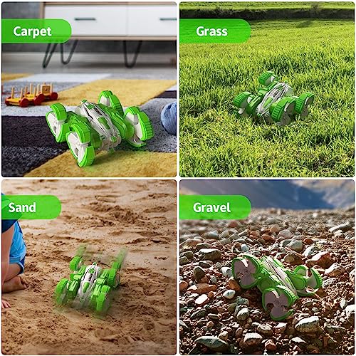 Kiaitre RC Car Remote Control Car, 4WD Stunt Car Rechargeable Double Sided 360° Flips Rotating Toy Gift Present for Kids Ages 4+, Indoor, Outdoor