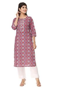 vihaan impex indian kurti set with white pant for women red