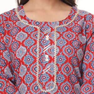 Vihaan IMPEX Indian Kurti Set with White Pant for Women Red