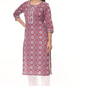 Vihaan IMPEX Indian Kurti Set with White Pant for Women Red