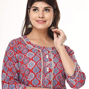 Vihaan IMPEX Indian Kurti Set with White Pant for Women Red