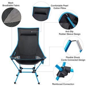 G4Free Lightweight Portable High Back Camp Chair, Folding Lawn Chair Heavy Duty 330lbs with Headrest & Pocket for Outdoor Beach Picnic Travel Hiking