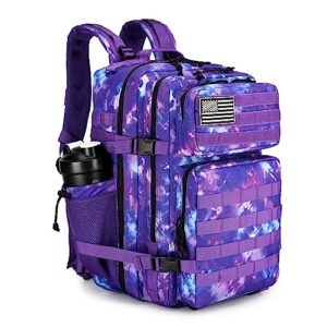 tianyaoutdoor 45l tactical assault backpack with molle waterproof backpack rucksack for hiking travelling tactical backpacks (purple camo)