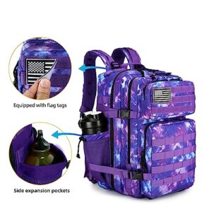 TianYaOutDoor 45L Tactical Assault Backpack with Molle Waterproof backpack Rucksack for Hiking Travelling Tactical Backpacks (Purple Camo)