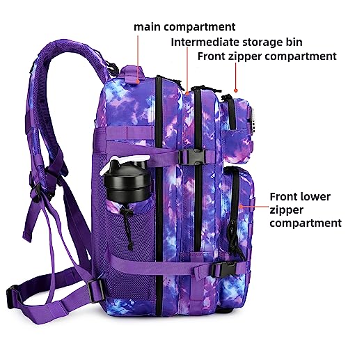 TianYaOutDoor 45L Tactical Assault Backpack with Molle Waterproof backpack Rucksack for Hiking Travelling Tactical Backpacks (Purple Camo)