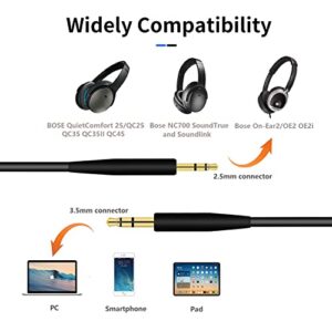 UWOXX Bose Replacement Cable, Replacement Audio Cable Cord Compatible with Bose SoundTrue Soundlink Bose Quietcomfort 25 QC25 QC35 QC35II QC45 NC700 On-Ear 2 OE2 OE2i Headphones (No Mic)