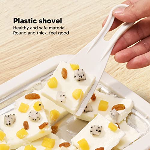 Jeanoko Instant Ice Cream Maker, Ice Cream Roller Plate DIY Handcraft Non Plug in Required Large Size Stainless Steel Rolled Ice Cream Maker with Plastic Shovel(White)