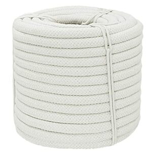 yuzenet braided white cotton rope (5/8 inch x 100 ft) natural soft utility rope