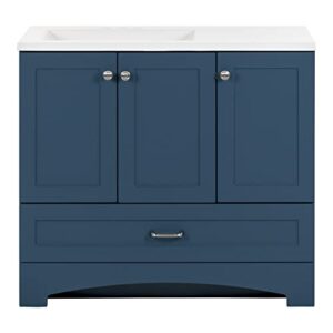 spring mill cabinets emlyn bathroom vanity with sink, 18.75"d x 36.25"w x 32.89"h, admiral blue
