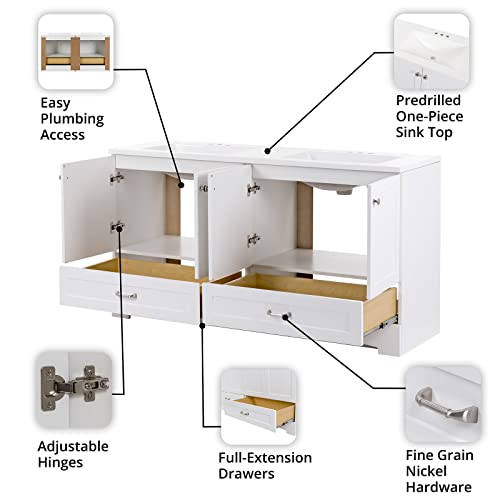 Spring Mill Cabinets Emlyn Bathroom Vanity with Sink, White