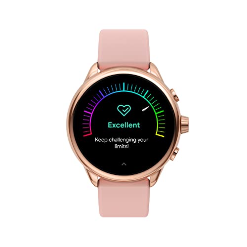 Fossil Unisex Gen 6 44mm Wellness Edition Touchscreen Silicone Smart Watch, Color: Rose Gold, Blush (Model: FTW4071V)