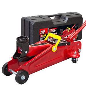 BIG RED TAM820014S Torin Hydraulic Trolley Service/Floor Jack with Blow Mold Carrying Storage Case, 1.5 Ton (3,000 lb) Capacity, Red