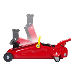 BIG RED TAM820014S Torin Hydraulic Trolley Service/Floor Jack with Blow Mold Carrying Storage Case, 1.5 Ton (3,000 lb) Capacity, Red