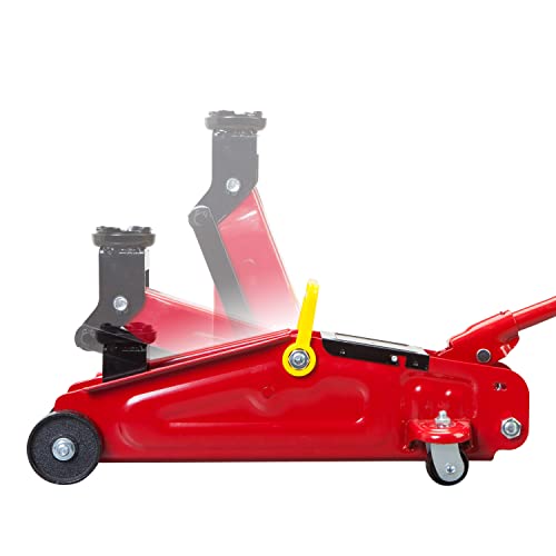 BIG RED TAM820014S Torin Hydraulic Trolley Service/Floor Jack with Blow Mold Carrying Storage Case, 1.5 Ton (3,000 lb) Capacity, Red