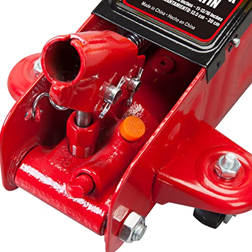 BIG RED TAM820014S Torin Hydraulic Trolley Service/Floor Jack with Blow Mold Carrying Storage Case, 1.5 Ton (3,000 lb) Capacity, Red