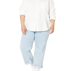 Amazon Essentials Women's Long Sleeve Button Down Stretch Oxford Shirt (Available in Plus Size), White, XX-Large