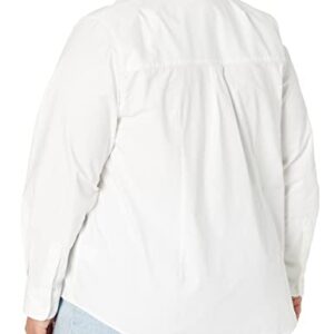 Amazon Essentials Women's Long Sleeve Button Down Stretch Oxford Shirt (Available in Plus Size), White, XX-Large