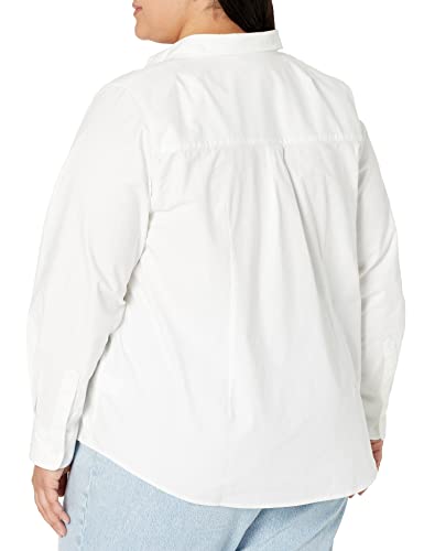 Amazon Essentials Women's Long Sleeve Button Down Stretch Oxford Shirt (Available in Plus Size), White, XX-Large