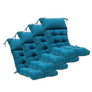 qilloway indoor/outdoor high back chair cushion,tufted, replacement cushions - pack of 4. (peacock blue)
