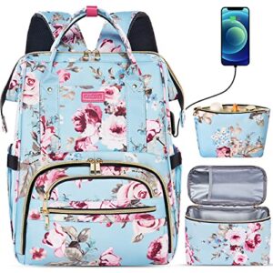 kaome lunch backpack 15.6 inch laptop backpack for women with usb port nurse gift teacher work backpack cooler insulated lunch bag waterproof daypacks for work picnic travel anti-theft