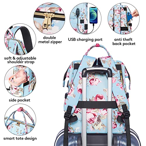 Kaome Lunch Backpack 15.6 Inch Laptop Backpack for Women with USB Port Nurse Gift Teacher Work Backpack Cooler Insulated Lunch Bag Waterproof Daypacks for Work Picnic Travel Anti-theft