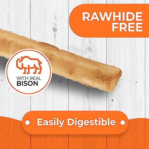 Canine Naturals Bison Chew Sticks - Rawhide Free Dog Treats - Made with Real Bison - All-Natural and Easily Digestible Chicken Free Recipe- 10 Pack of 5 Inch Stick Chews