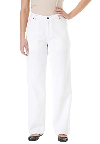 Woman Within Women's Plus Size Perfect Relaxed Cotton Jean - 18 W, White