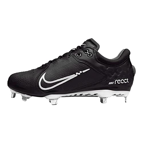 Nike Women's Hyperdiamond 4 Elite Softball Cleats (Black/Dark Grey/Barely Volt/White, us_Footwear_Size_System, Adult, Women, Numeric, Medium, Numeric_8)