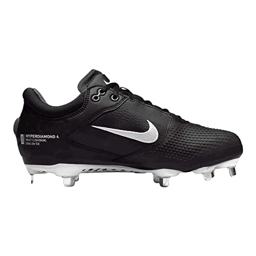 Nike Women's Hyperdiamond 4 Elite Softball Cleats (Black/Dark Grey/Barely Volt/White, us_Footwear_Size_System, Adult, Women, Numeric, Medium, Numeric_8)