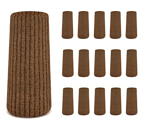 24 Pcs Brown Premium Chair Leg Socks Protectors for Hardwood Floors - Do not Easily Fall Off - Very Easy to Put on - Fits All Leg Shapes - High Elastic Bar Stool Leg Covers - Furniture Pads…