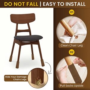 24 Pcs Brown Premium Chair Leg Socks Protectors for Hardwood Floors - Do not Easily Fall Off - Very Easy to Put on - Fits All Leg Shapes - High Elastic Bar Stool Leg Covers - Furniture Pads…