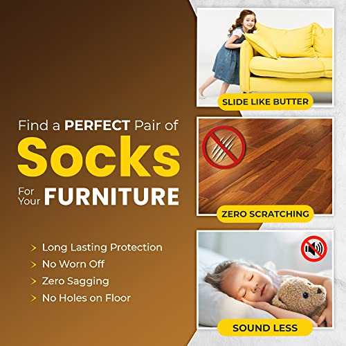 24 Pcs Brown Premium Chair Leg Socks Protectors for Hardwood Floors - Do not Easily Fall Off - Very Easy to Put on - Fits All Leg Shapes - High Elastic Bar Stool Leg Covers - Furniture Pads…