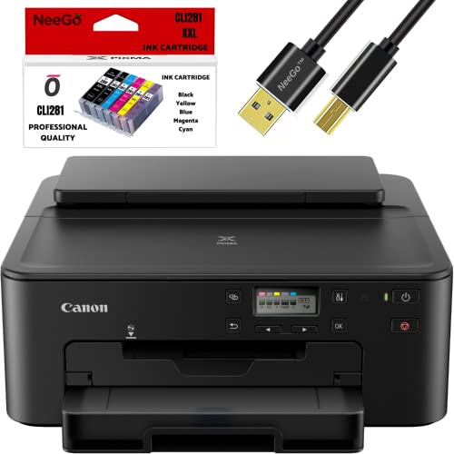 NEEGO Canon Wireless Pixma Inkjet Printer – Inkjet Computer Printers with 2-Sided Printing Function – Color Printer, Bonus Ink and 6 Ft Cable