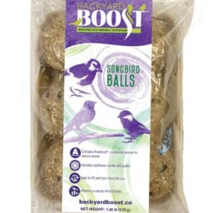 Backyard Boost Songbird Balls - Bird Food for Outside Wild Birds - 1.3.Pounds (Pack of 6)