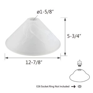 Aspen Creative 25301-64-1, Alabaster Glass Shade for Medium Base Socket Torchiere Lamp, Swag Lamp, Pendant, Island Fixture, 12-7/8" Diameter x 5-3/4" Height