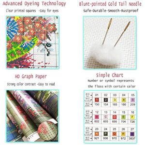 Lovxvouy Cross Stitch Kits for Adults,Stamped Full Range of Embroidery Starter Kit for Beginners Needlepoint Kits 11CT Pre-Printed Pattern, Cross-Stitching Kits-Flower Corridor 16.5x22 inch