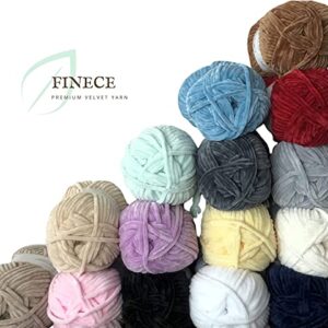 FINECE Soft Velvet Yarn Chenille Yarn for Crocheting Baby Blanket Yarn for Knitting 100 gr (132 yds) Fancy Yarn for Crochet Weaving Craft Amigurumi Yarn (1 Skein, 2190 - Orange)