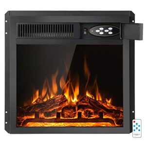 costway 20-inch electric fireplace insert, 5100 btu recessed and freestanding fireplace heater with remote control, 7-level flame, overheat protection for living room bedroom office, 750w/1500w