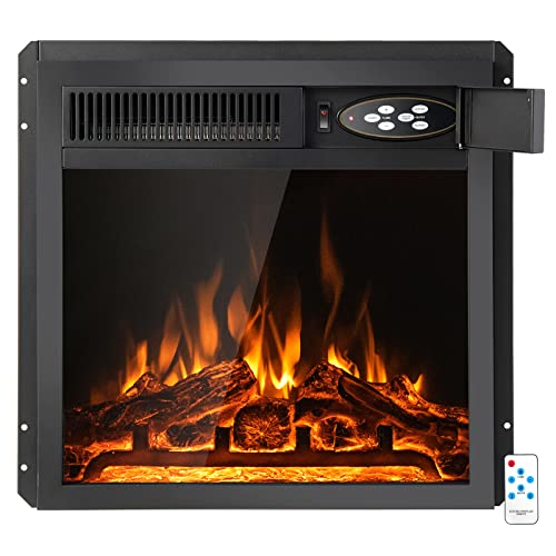 COSTWAY 20-Inch Electric Fireplace Insert, 5100 BTU Recessed and Freestanding Fireplace Heater with Remote Control, 7-Level Flame, Overheat Protection for Living Room Bedroom Office, 750W/1500W