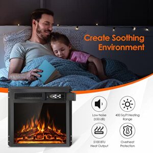 COSTWAY 20-Inch Electric Fireplace Insert, 5100 BTU Recessed and Freestanding Fireplace Heater with Remote Control, 7-Level Flame, Overheat Protection for Living Room Bedroom Office, 750W/1500W