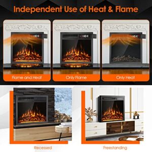 COSTWAY 20-Inch Electric Fireplace Insert, 5100 BTU Recessed and Freestanding Fireplace Heater with Remote Control, 7-Level Flame, Overheat Protection for Living Room Bedroom Office, 750W/1500W