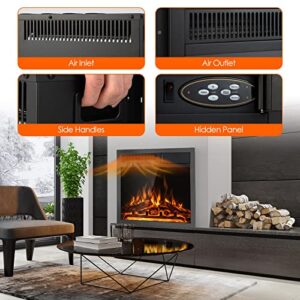COSTWAY 20-Inch Electric Fireplace Insert, 5100 BTU Recessed and Freestanding Fireplace Heater with Remote Control, 7-Level Flame, Overheat Protection for Living Room Bedroom Office, 750W/1500W