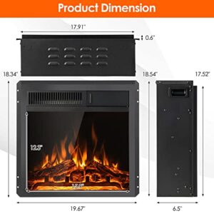 COSTWAY 20-Inch Electric Fireplace Insert, 5100 BTU Recessed and Freestanding Fireplace Heater with Remote Control, 7-Level Flame, Overheat Protection for Living Room Bedroom Office, 750W/1500W