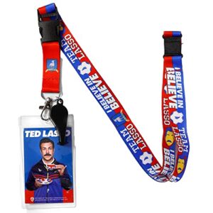 ata-boy ted lasso lanyard badge holder with whistle, lanyards for id badges - gifts & merchandise
