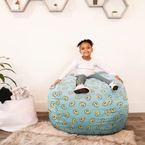 Big Joe Fuf Medium Foam Filled Bean Bag Chair with Removable Cover, Smiley Face Plush, Soft Polyester, 3 feet Big